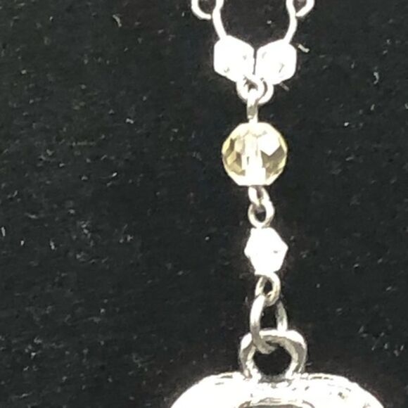 Pressed Flower Y Necklace with Rhinestones - Picture 4 of 7